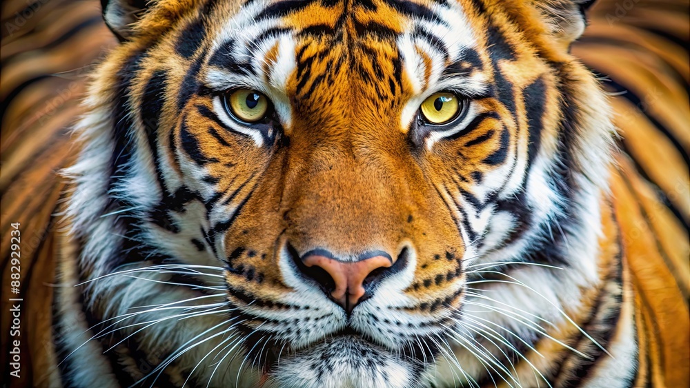 Close-up of a powerful tiger's face, wildlife, predator, fierce, majestic, nature, animal, feline, whiskers Close-up of a powerful tiger's face, wildlife, predator, fierce, majestic, nature, animal, feline, whiskers
