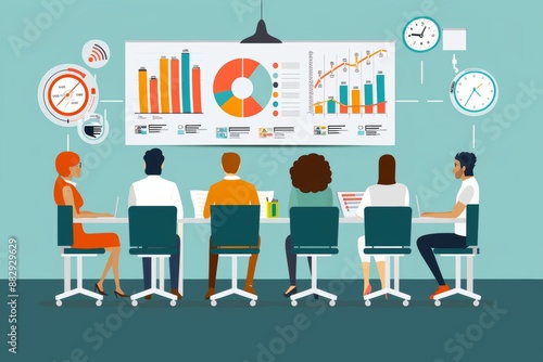 illustration depicting a diversity in business strategy team planning session, where a diverse team collaborates on strategic initiatives, emphasizing inclusivity and innovation.