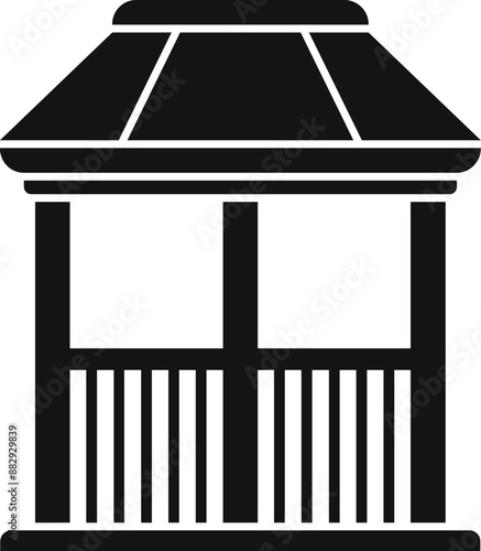 Simple icon of a gazebo standing on a base with a roof
