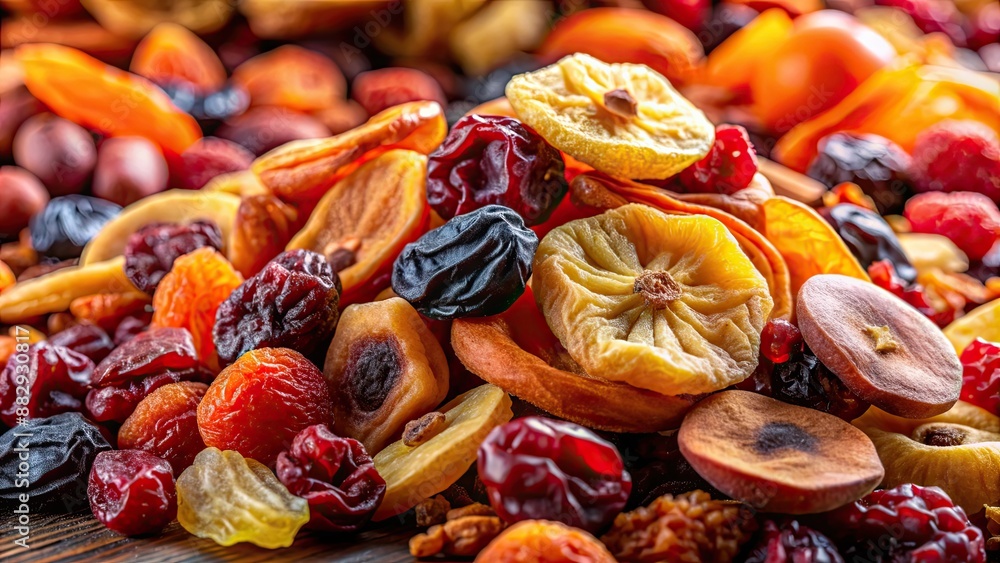 Close up of dried fruit pile , healthy, snack, organic, nutrition, natural, food, background, sweet, delicious, dried Close up of dried fruit pile , healthy, snack, organic, nutrition, natural, food, background, sweet, delicious, dried