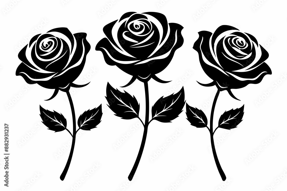 rose flowers silhouettes Vector set, set of decorative rose with leaves
rose flowers silhouettes Vector set, set of decorative rose with leaves