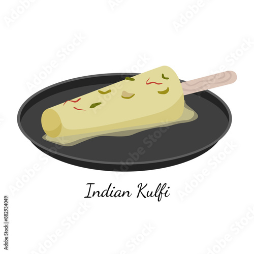 Kulfi Indian dessert tasty sweet milk product illustration art icon design vector