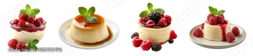 Panel kuchenny z motywem Vanilla panna cotta desserts with fresh berries gourmet indulgence transparent background