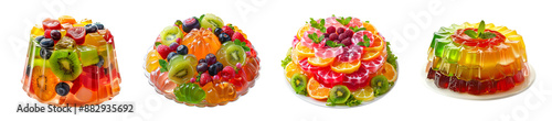 Mixed fruit jelly desserts with vibrant colors party treats transparent background