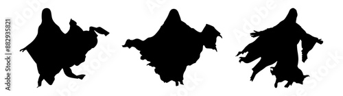 A ghost with floating in the air isolated on white background, vector illustration