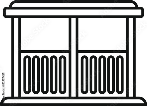 Simple line drawing of a double turnstile gate, providing controlled entry and exit