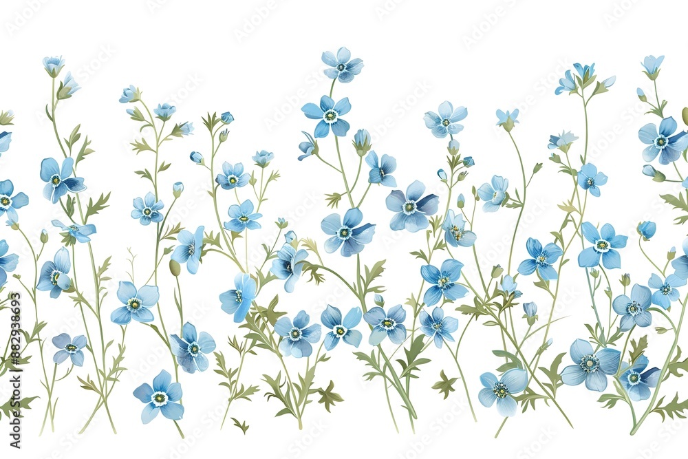 Fototapeta premium Blue pansy flowers on a white background. 