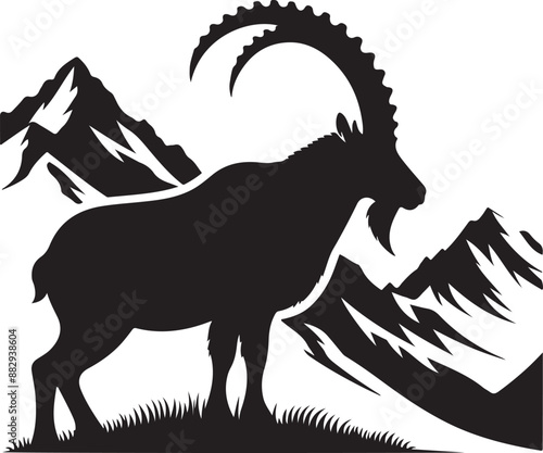 Alpine Ibex Silhouette