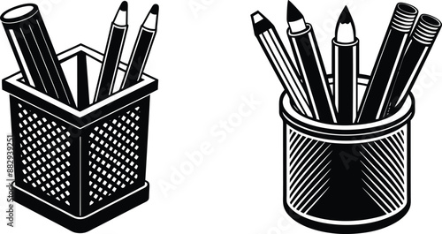 Pen holder vector silhouette