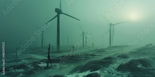 decomissioned wind turbines, Generative AI photo