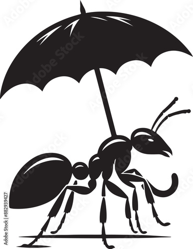 Umbrella on the head of the ant