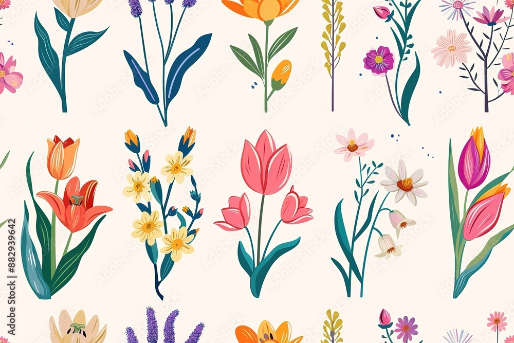 Digital Painting Of Flowers For Background Digital Painting Of Flowers For Background