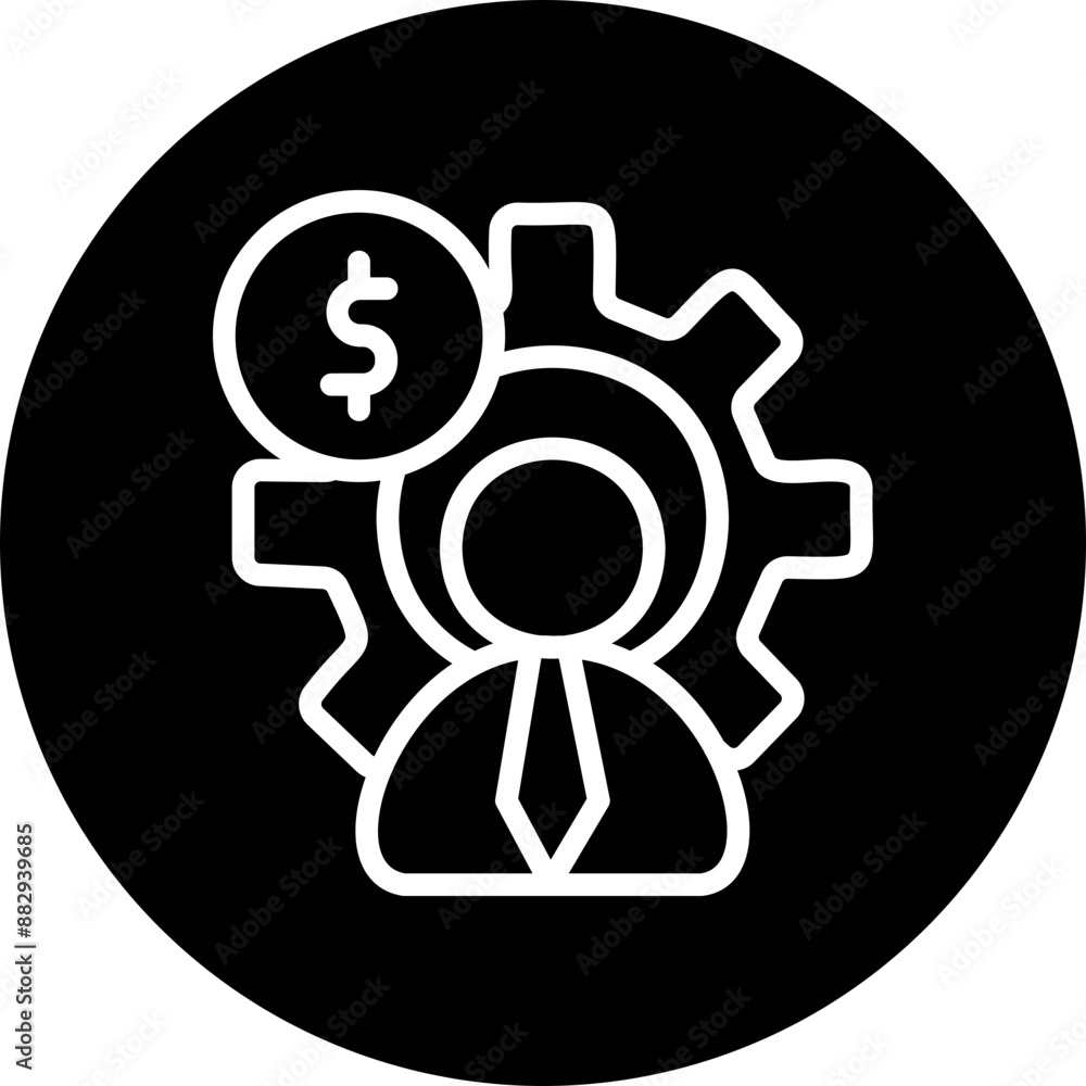 Entrepreneur Vector Line White Circle Black Entrepreneur Vector Line White Circle Black