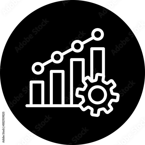 Business Growth Vector Line White Circle Black