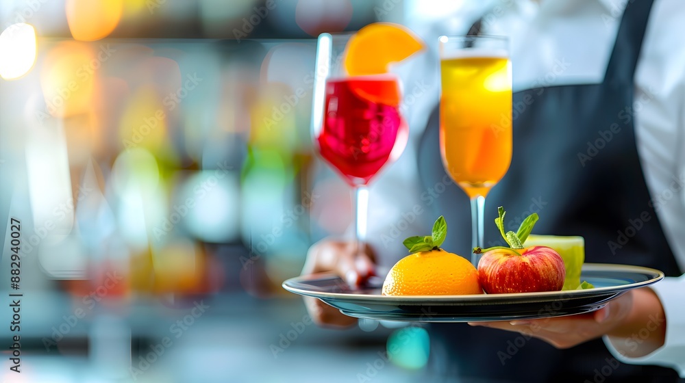 Bartender Serving Refreshing Cocktails. Bartender Serving Refreshing Cocktails.