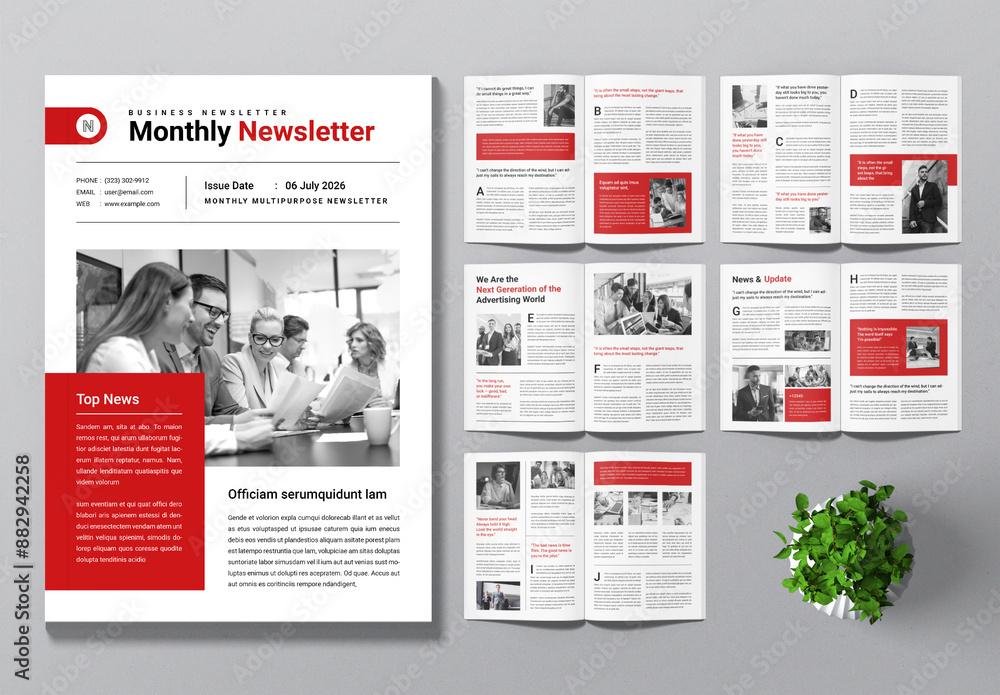 Monthly Newsletter Layout Stock Template | Adobe Stock