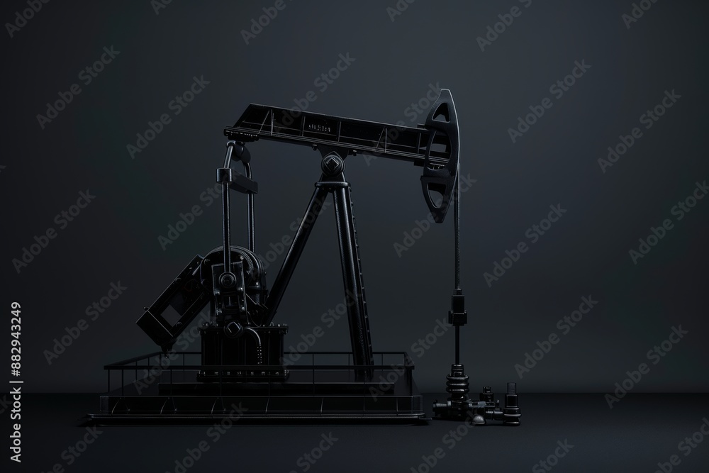 Black oil pump on dark background. Energy industrial concept. Black oil pump on dark background. Energy industrial concept.