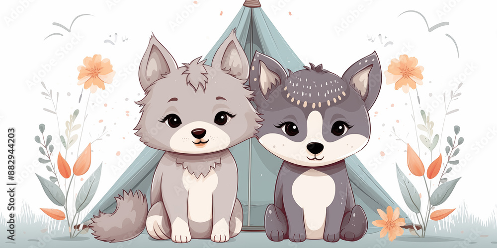 Fototapeta premium Baby poster print illustration.