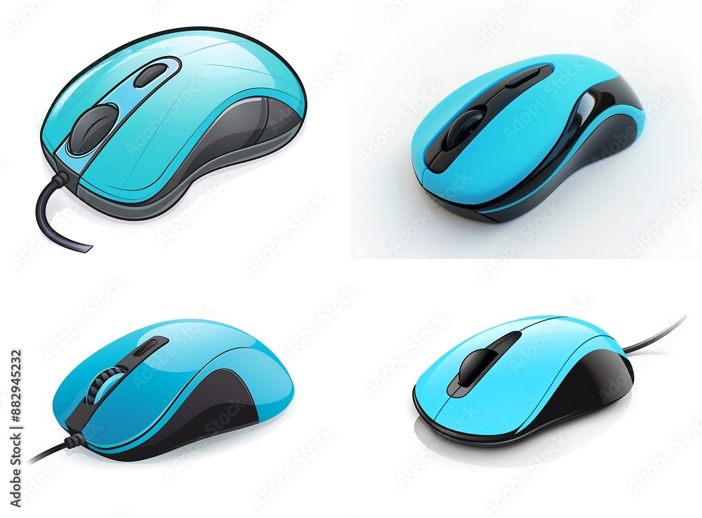 Cute cartoon vector style computer mouse on a white background, with a ...