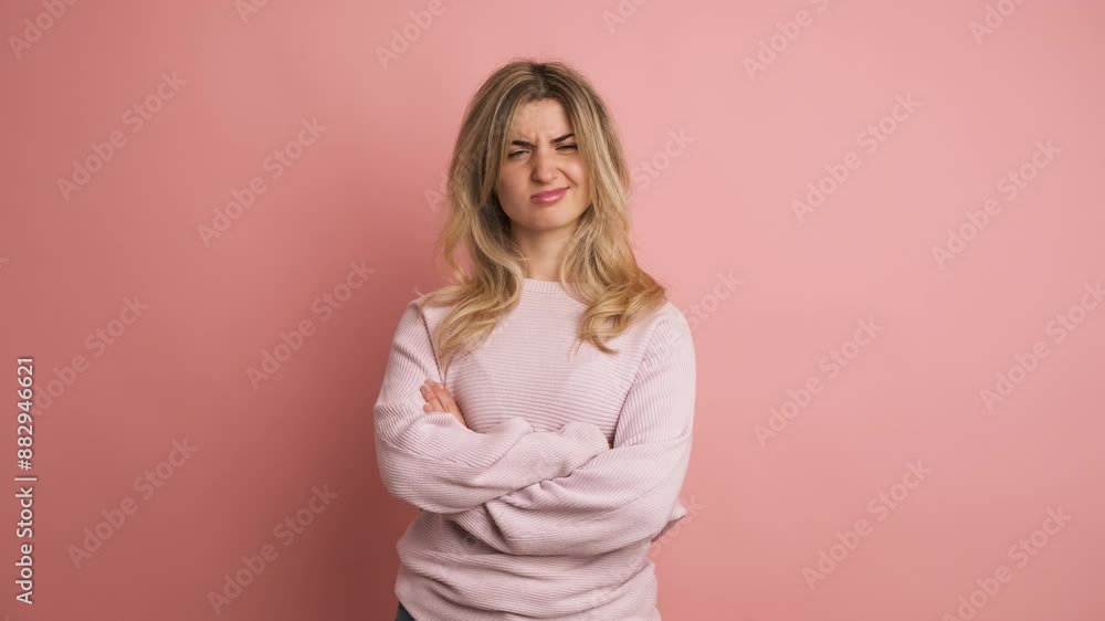 Blonde adult woman expressing negativity with head Blonde adult woman expressing negativity with head