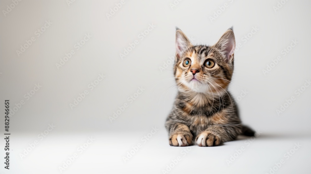 Adorable Tabby Kitten with Curious Expression on White Background - Perfect for Pet Lovers and Animal-Themed Projects Adorable Tabby Kitten with Curious Expression on White Background - Perfect for Pet Lovers and Animal-Themed Projects
