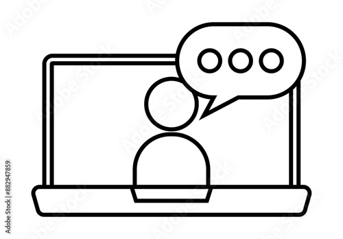 Icono negro de educación online a través de un ordenador portatil