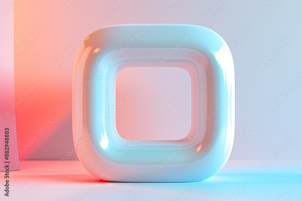 Glossy hollow white square ring A 3D photo or gallery icon with a unique twist Glossy hollow white square ring A 3D photo or gallery icon with a unique twist