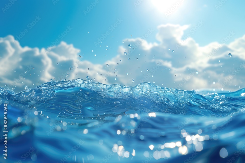Sparkling sunlit ocean waves A background showcasing the concept of buoyancy in fluid physics Sparkling sunlit ocean waves A background showcasing the concept of buoyancy in fluid physics
