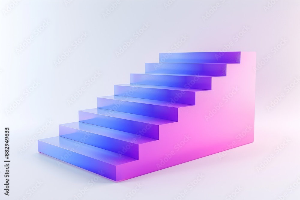 Gradient Stairs: A 3D Render of a Staircase with a Gradient Color Effect Gradient Stairs: A 3D Render of a Staircase with a Gradient Color Effect