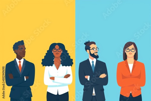 illustration depicting equal opportunity hiring, showcasing diverse candidates waiting for interviews, emphasizing inclusivity and fair hiring practices.