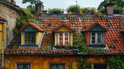 Roofs of houses in the old town in Warsaw