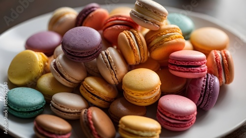 Wallpaper Mural Vibrant colourful macarons in various flavours are arranged on a white plate. Torontodigital.ca