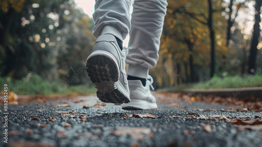 Low angle photo of a man running in the park. Low angle photo of a man running in the park.