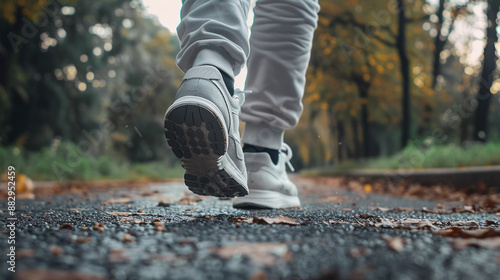 Low angle photo of a man running in the park.