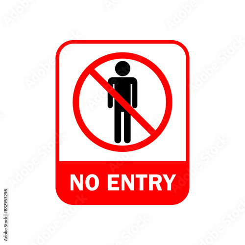 No entry icon symbol. Isolated vector no entry sign on white background.