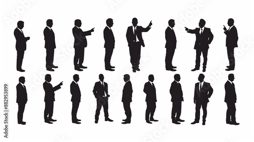 指示を出すビジネスマン シルエット イラストアイコン集 スーツ 男性 仕事 横向き 指摘