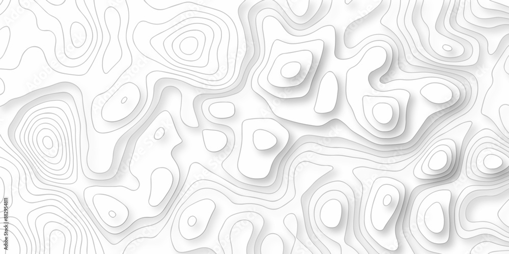 Vector white wave line geography landscape Topo contour map on white background. Geographic mountain relief diagram line wave carve pattern. Topographic world map contour lines map texture.
Vector white wave line geography landscape Topo contour map on white background. Geographic mountain relief diagram line wave carve pattern. Topographic world map contour lines map texture.