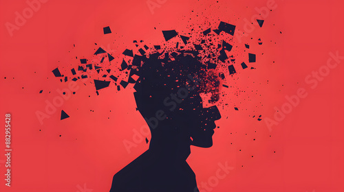 People head bursting with information data, symbolizing the overwhelming effects of media and social media addiction.powerful visual metaphor of social media addiction.