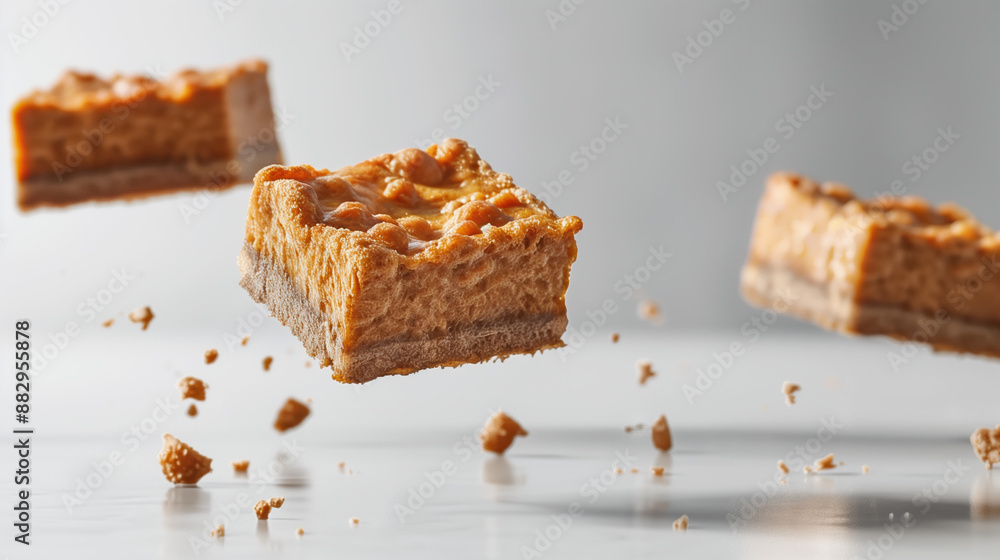 Delicious Sweet Potato Pie Bars Freshly Baked, Sheet Turnaround, on White Background. Delicious Sweet Potato Pie Bars Freshly Baked, Sheet Turnaround, on White Background.