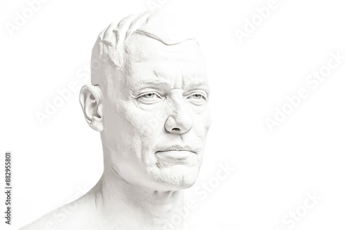 Closeup of a White Plaster Cast of a Man's Face