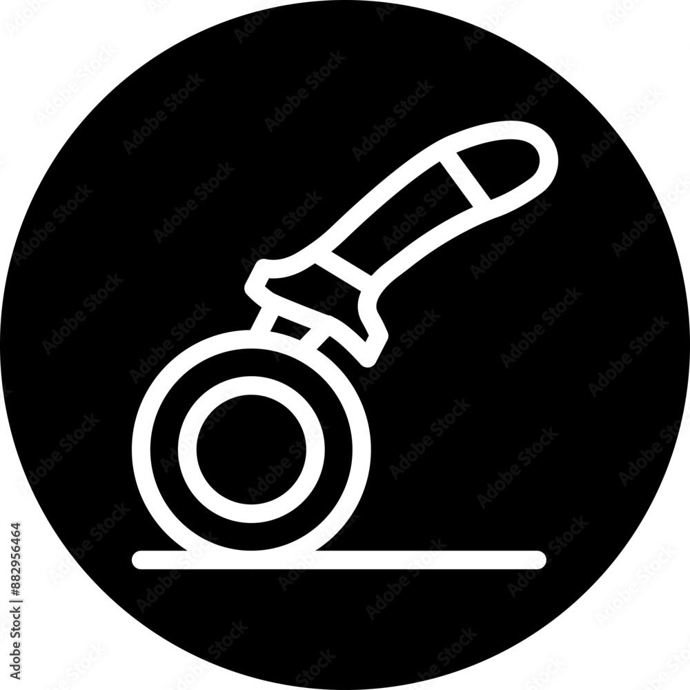 Pizza Cutter Vector Line White Circle Black Pizza Cutter Vector Line White Circle Black