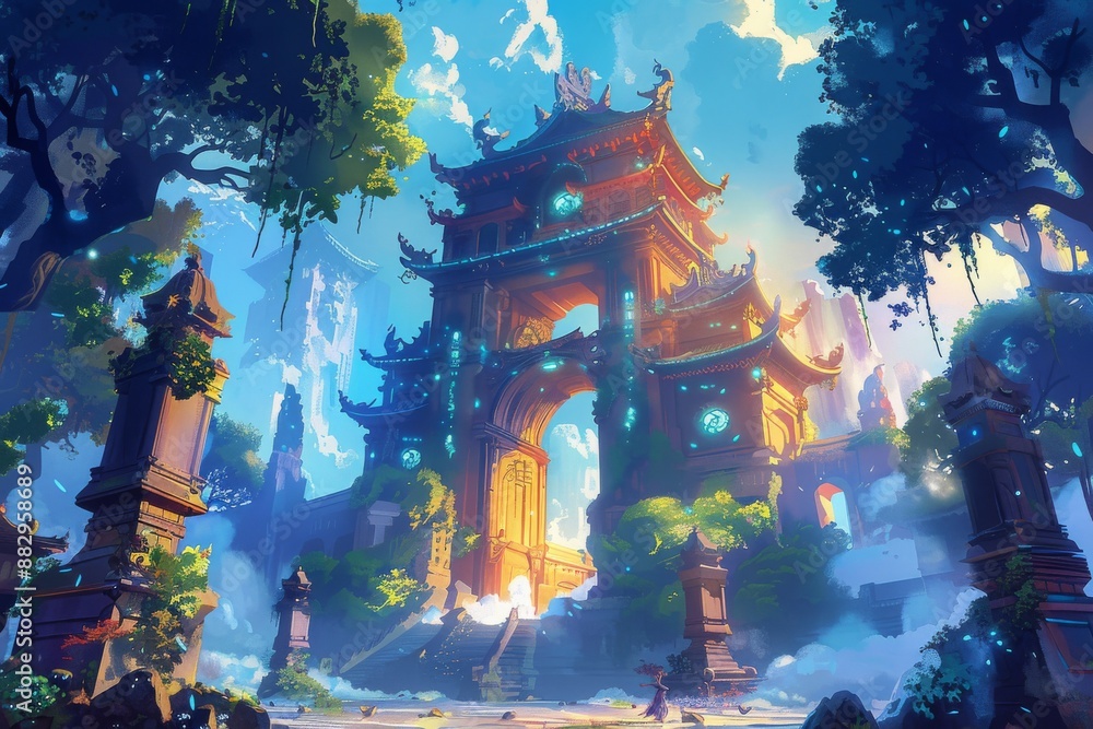 Obraz premium Ancient Chinese temple with intricate architecture and vibrant colors