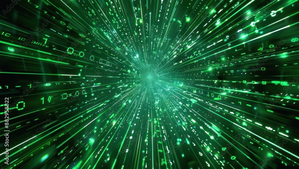 Green Digital Stream Through Space Green Digital Stream Through Space