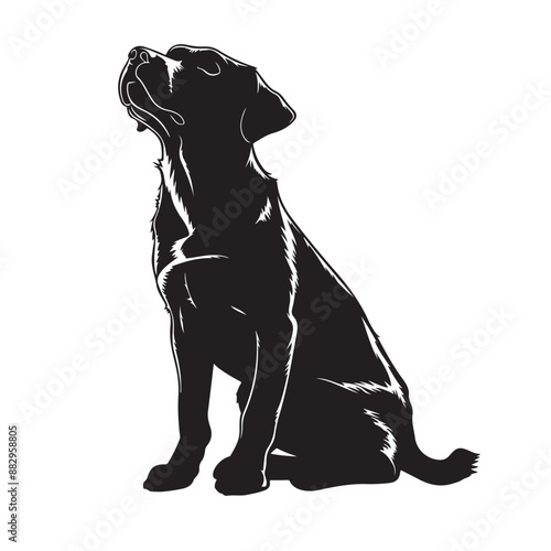 Dog silhouette. Vector silhouette of dog on white background. black dog isolated on white background. cutout dog. hand drawn design. vector illustration.