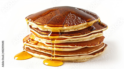 Golden Brown Apple Cider Infused Pancakes, Perfect Morning Breakfast Concept for Advertising on White Background photo