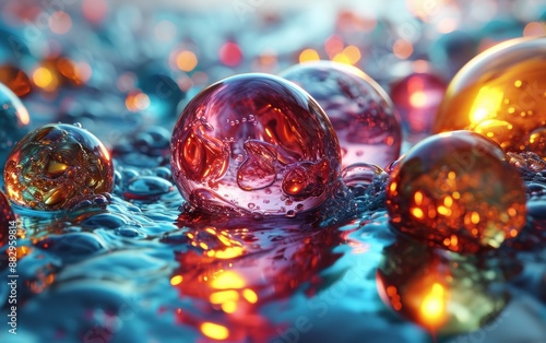 Golden water drops on the s...
