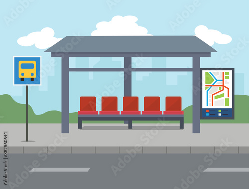 Empty bus stop for public transportation