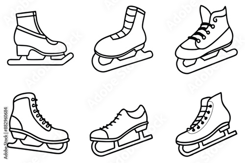 Ice skates line art artistic ice skating depiction