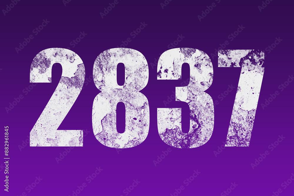 flat white grunge number of 2837 on purple background. flat white grunge number of 2837 on purple background.