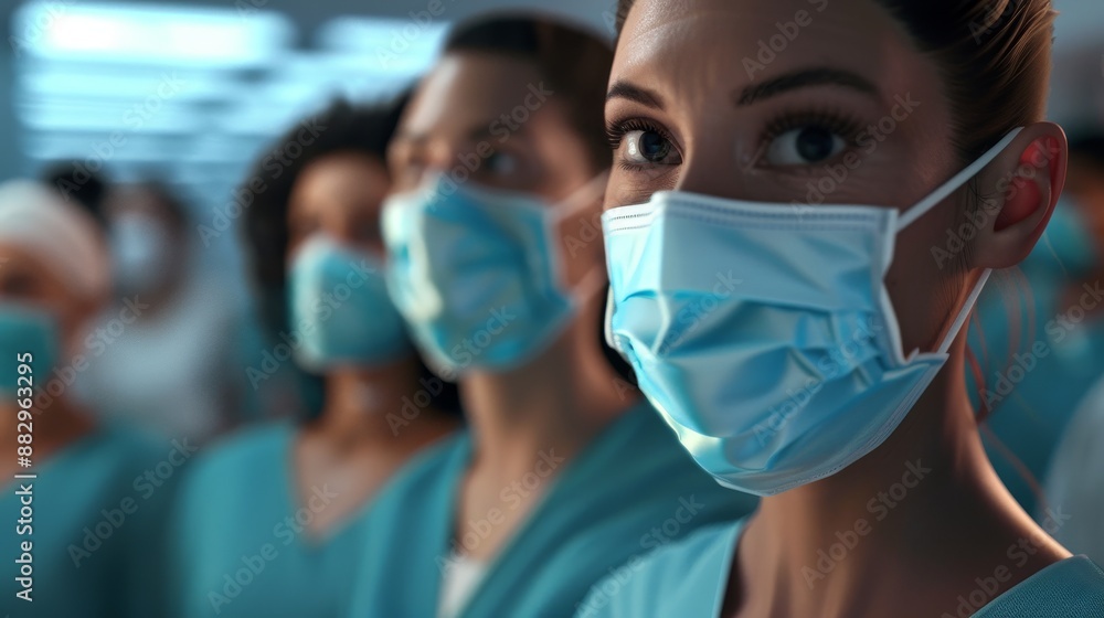 Healthcare workers in face masks, rendered in Octane, ultra HD quality. Healthcare workers in face masks, rendered in Octane, ultra HD quality.